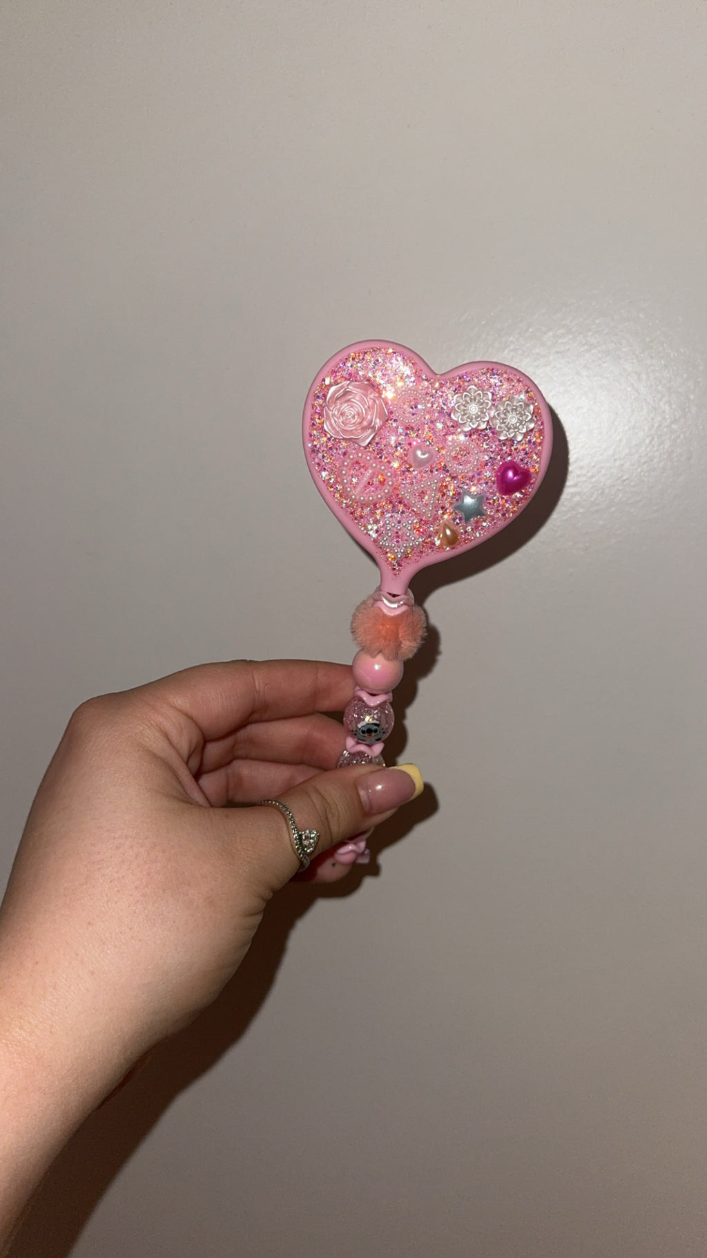 Pink Beaded Resin Mirror
