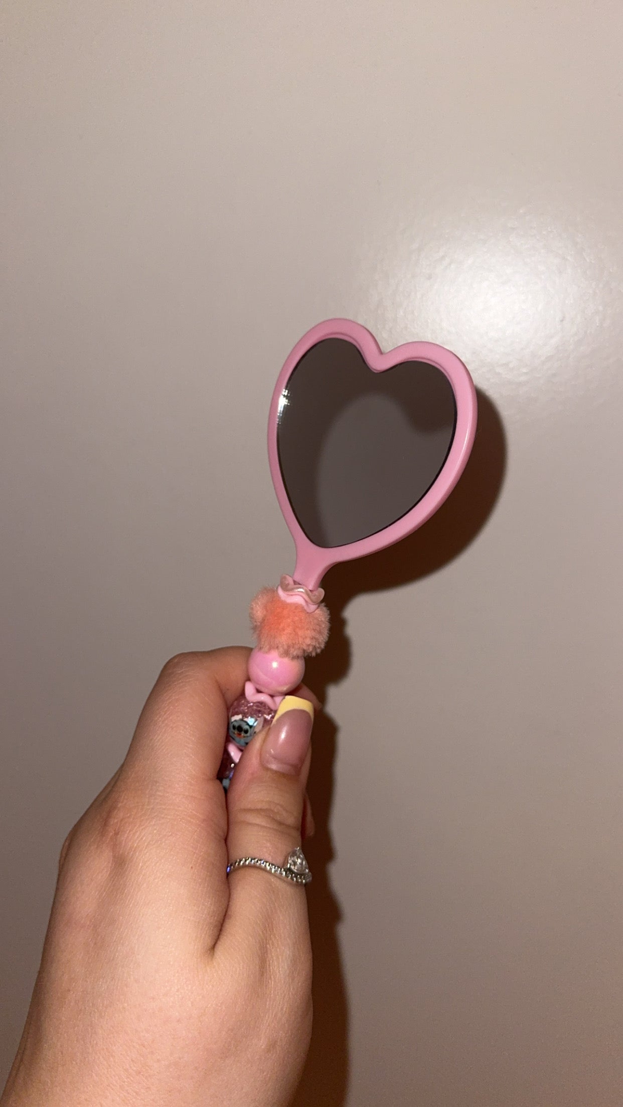 Pink Beaded Resin Mirror